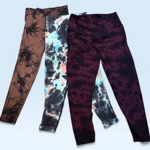 Tie-Dye Leggings Set - Burgundy, Brown & Multi